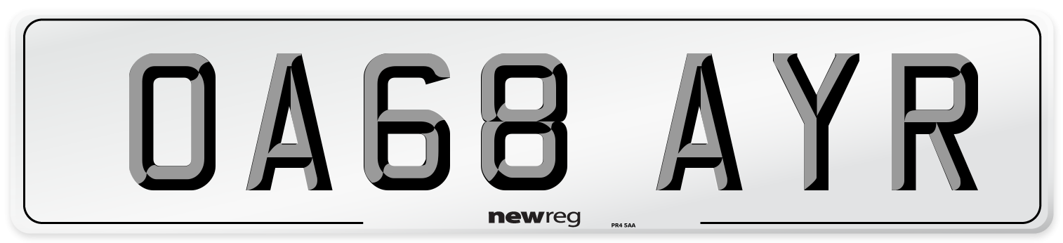 OA68 AYR Number Plate from New Reg